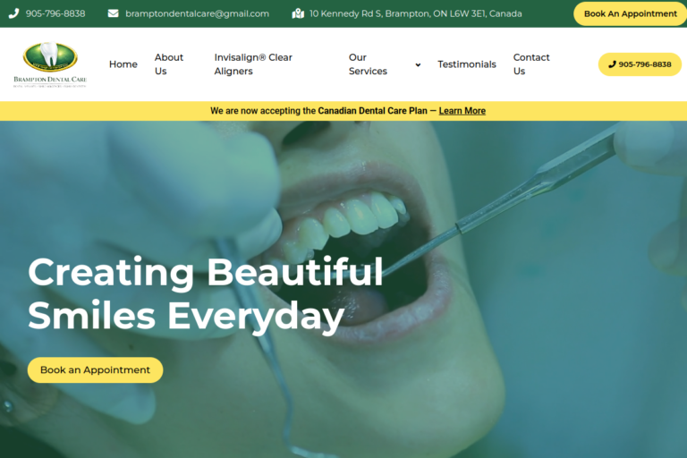 Brampton Dental Care - dental website design by KhatooTech