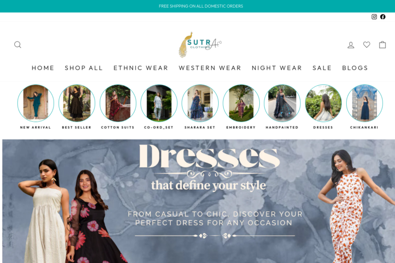 Sutra Clothings - fashion eCommerce website by KhatooTech